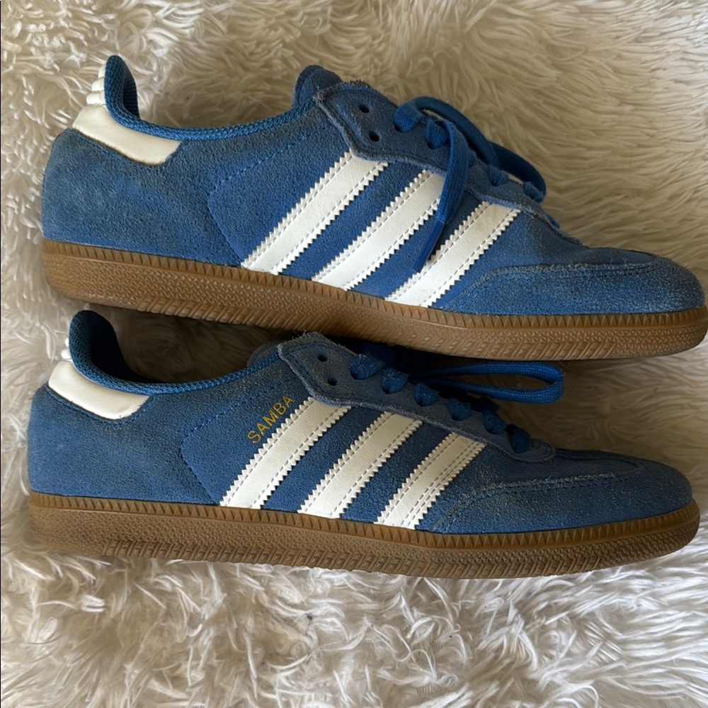Adidas Samba Blue and White Suede Sneakers - WOMENS SIZE 9